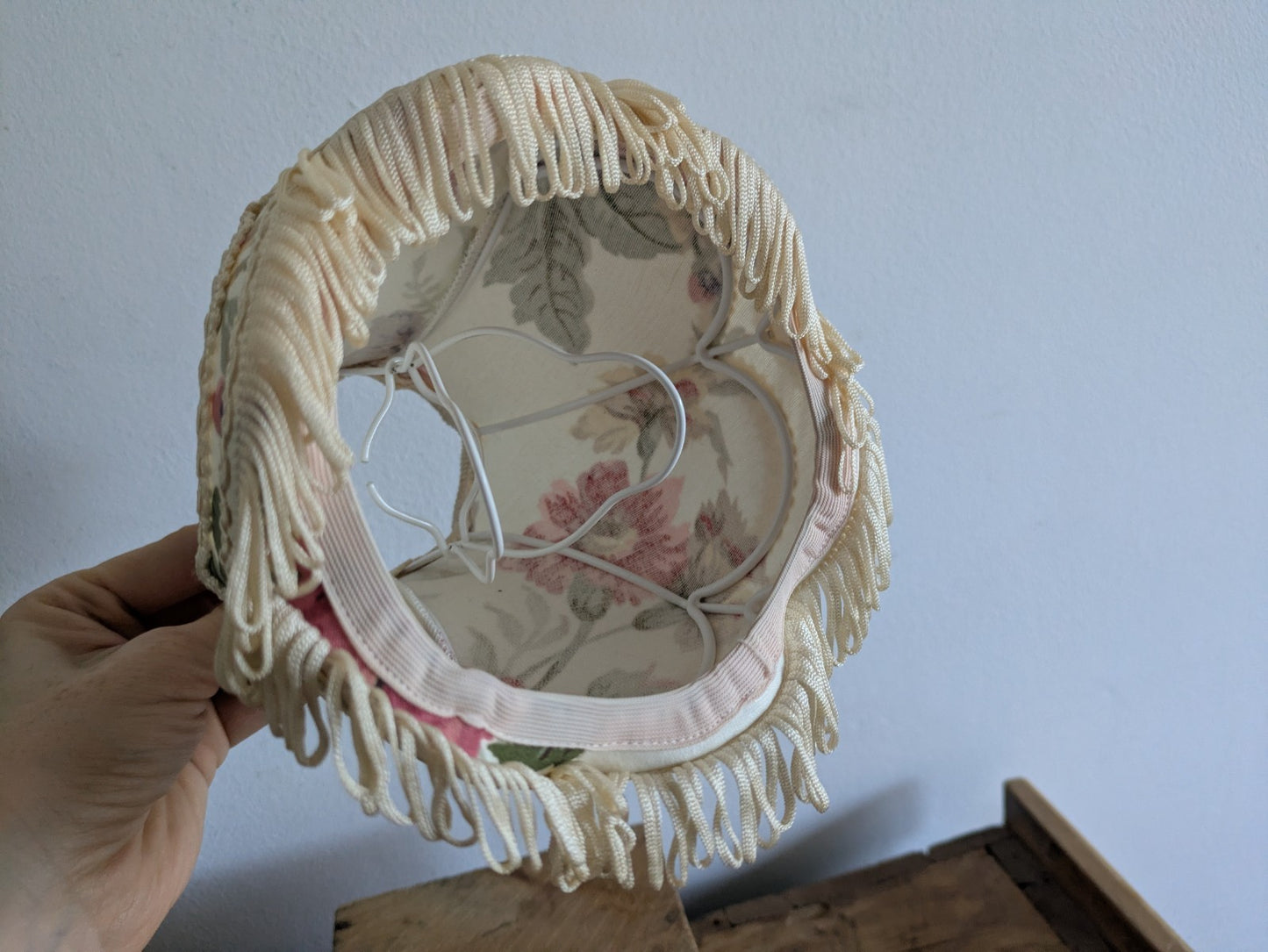 Clip On Floral Lampshade Shabby Chic Prop Bell Tassel Table Light Sml Shade Rose
