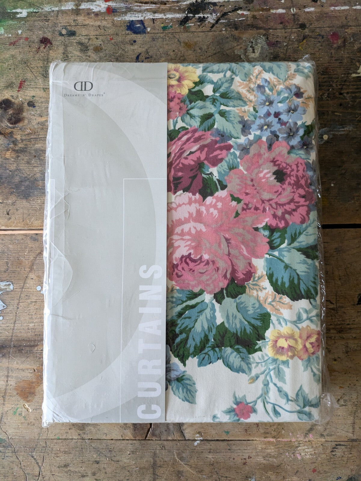 Pair Of Dreams 'n' Drapes Curtains New Each 90" W x 72" D Cabbage Rose Floral