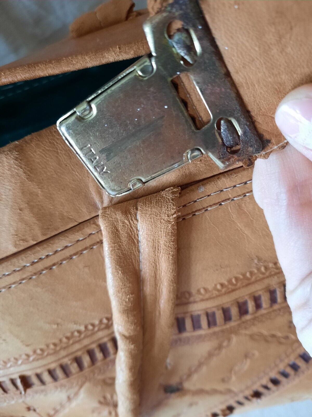 Vintage Handbag 1960s Vintage Tooled Leather Holdall Gladstone Doctors Italian