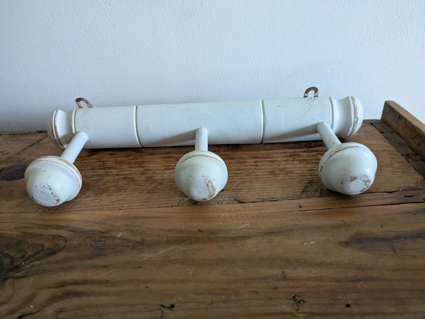 Vintage French Industrial Hat Hooks Coat Rack Hook 1930s Wooden Wood Wall Prop