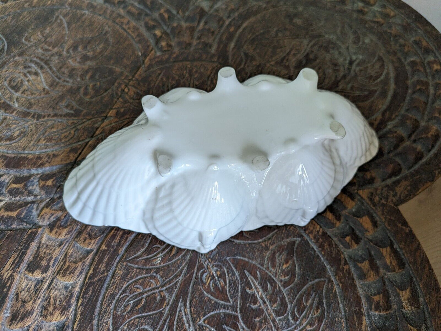 Antique Victorian Porcelain Shell Shaped Six Footed Candy Dish Tassels Vgc Bowl