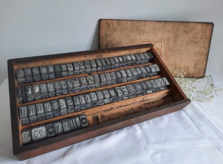 Boxed set Letterpress Printers Type Printing blocks complete numbers alphabet