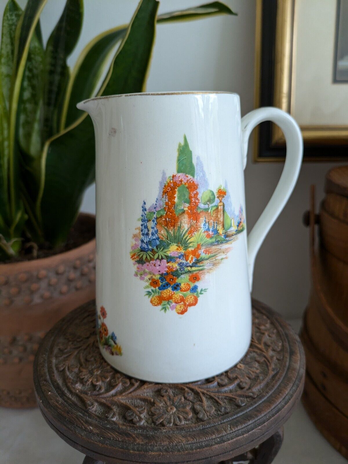 VINTAGE RETRO KITSCH CERAMIC MADE IN ENGLAND PITCHER JUG COTTAGE GARDEN VASE VGC