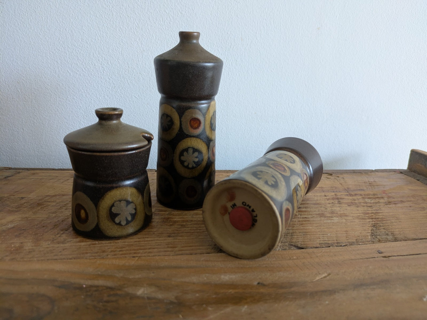 VTG 70s DENBY Arabesque Samarkand Salt & Pepper Shakers Original Condiment Pot
