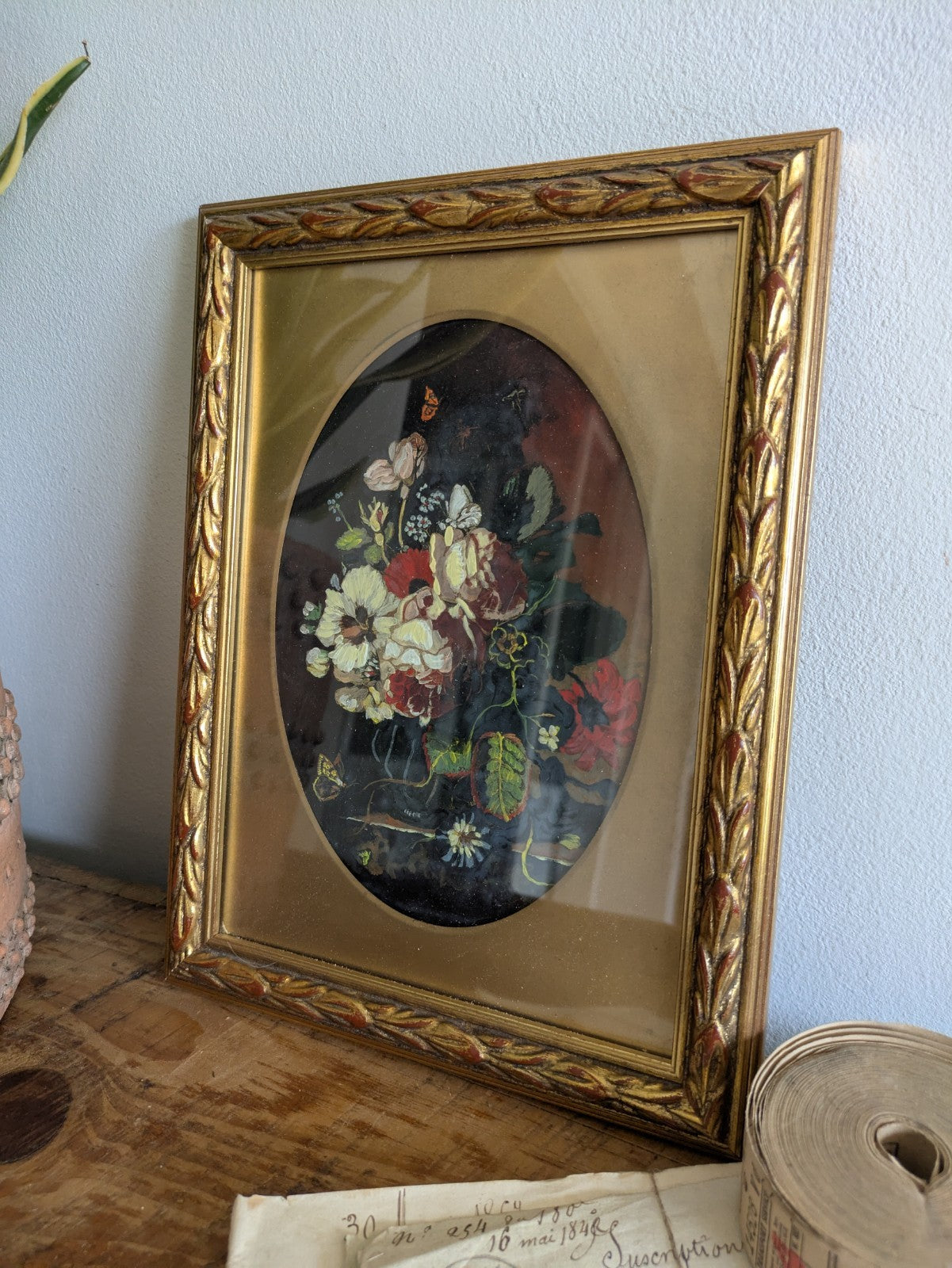 Small Vintage Framed Flowers Still Life Painting H Jackson Signed Bouquet Old