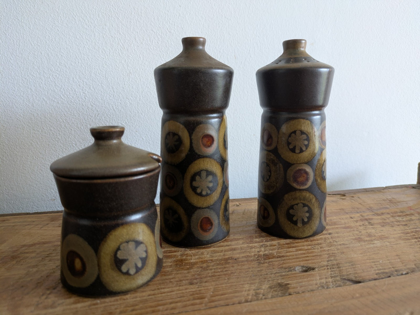 VTG 70s DENBY Arabesque Samarkand Salt & Pepper Shakers Original Condiment Pot