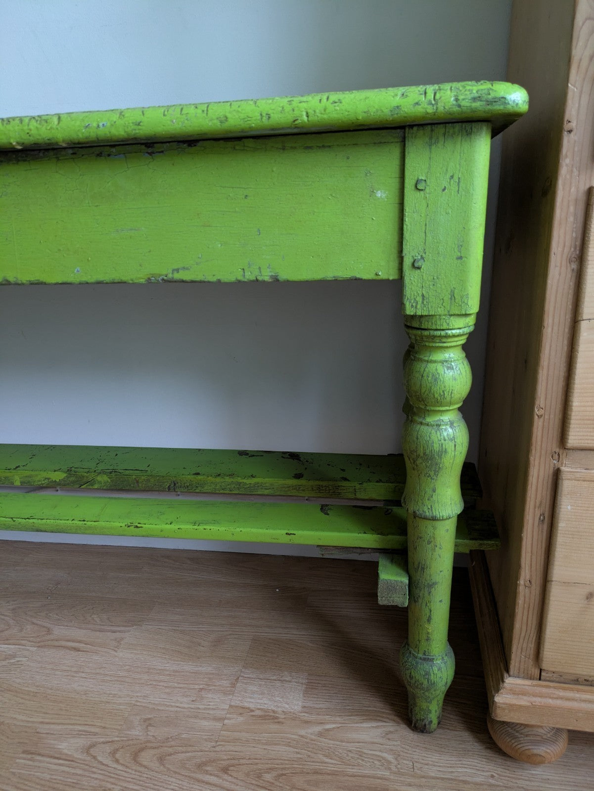 Antique Victorian VTG Green Console Table Hall Table Side Table Original Paint