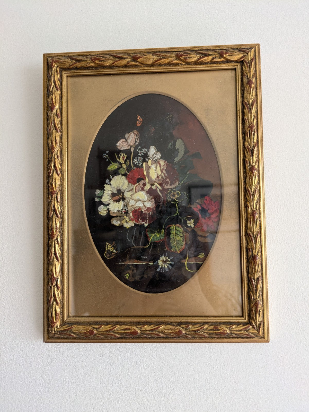 Small Vintage Framed Flowers Still Life Painting H Jackson Signed Bouquet Old