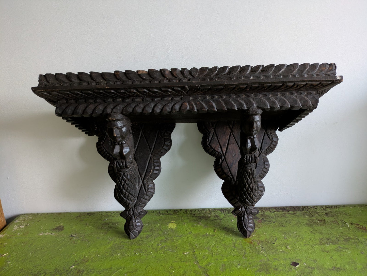 Antique African Dogan Folk Art Hand Carved Wall Shelf Mali Tribe Wood Corbel Old