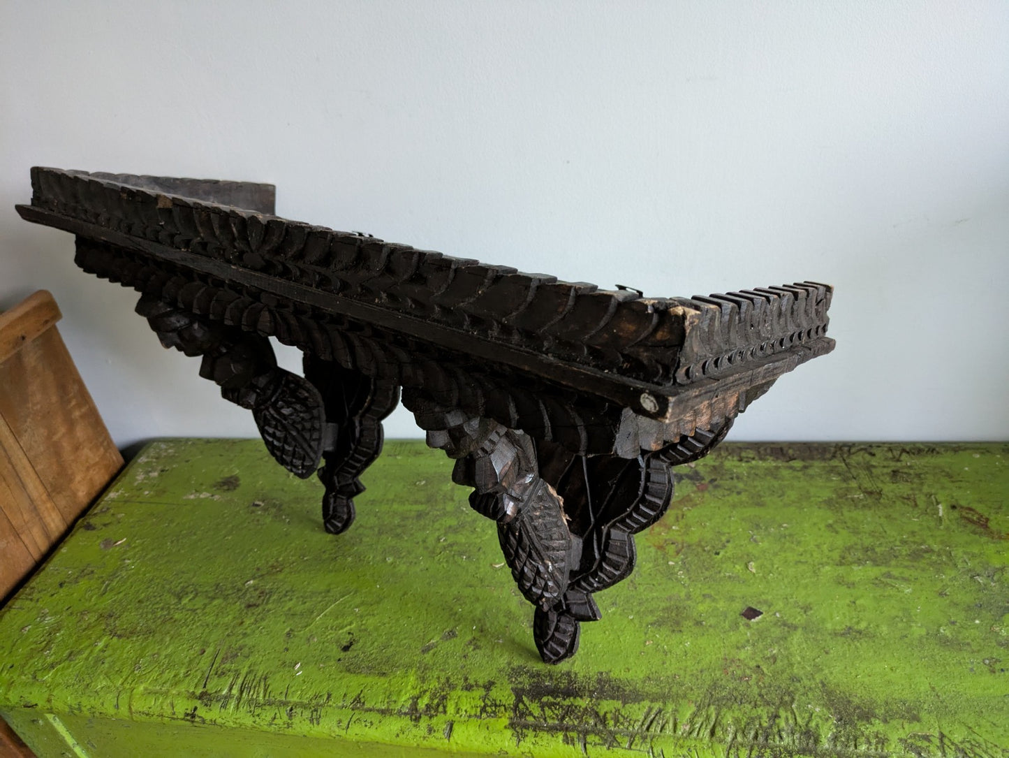 Antique African Dogan Folk Art Hand Carved Wall Shelf Mali Tribe Wood Corbel Old