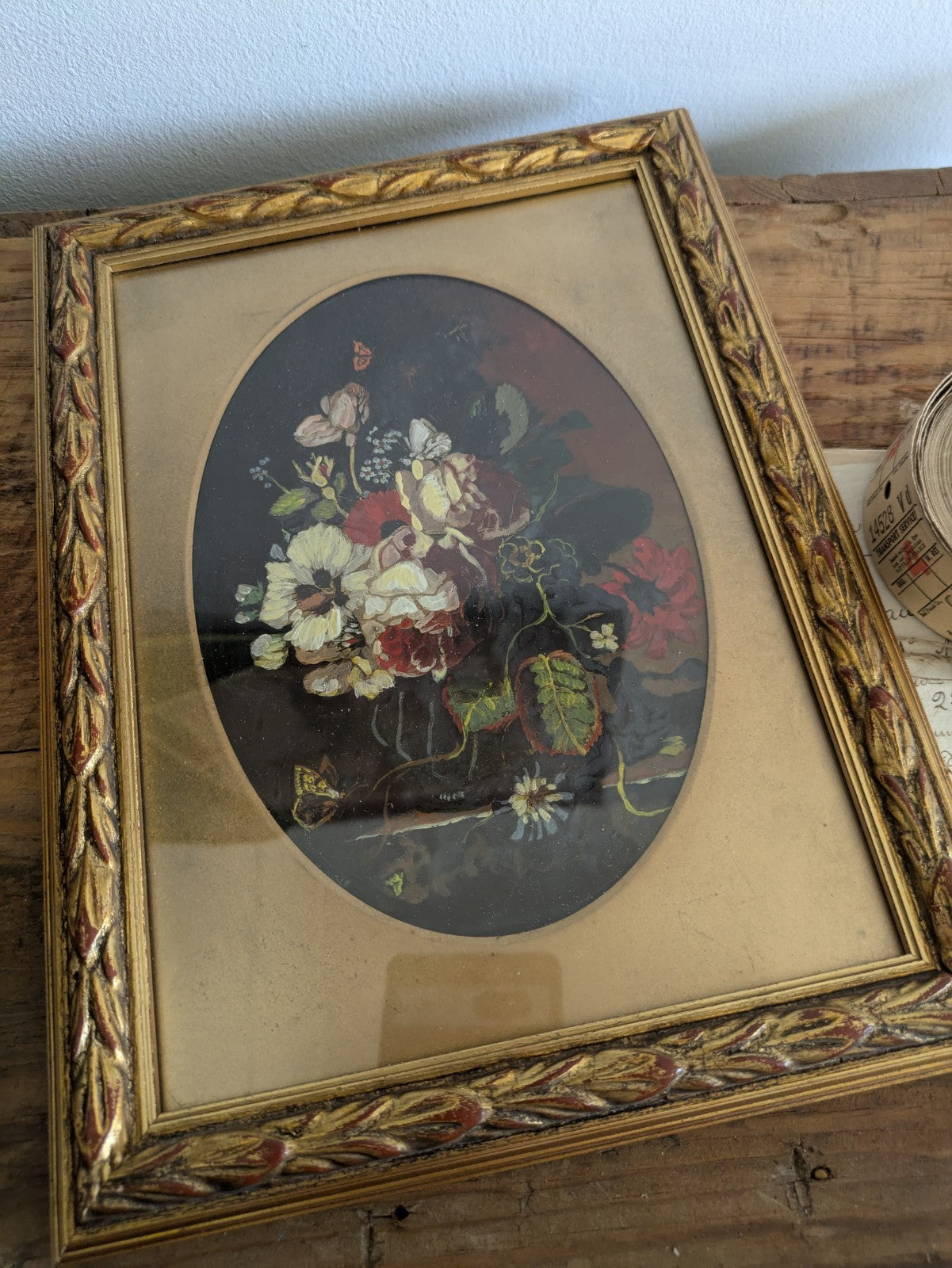 Small Vintage Framed Flowers Still Life Painting H Jackson Signed Bouquet Old