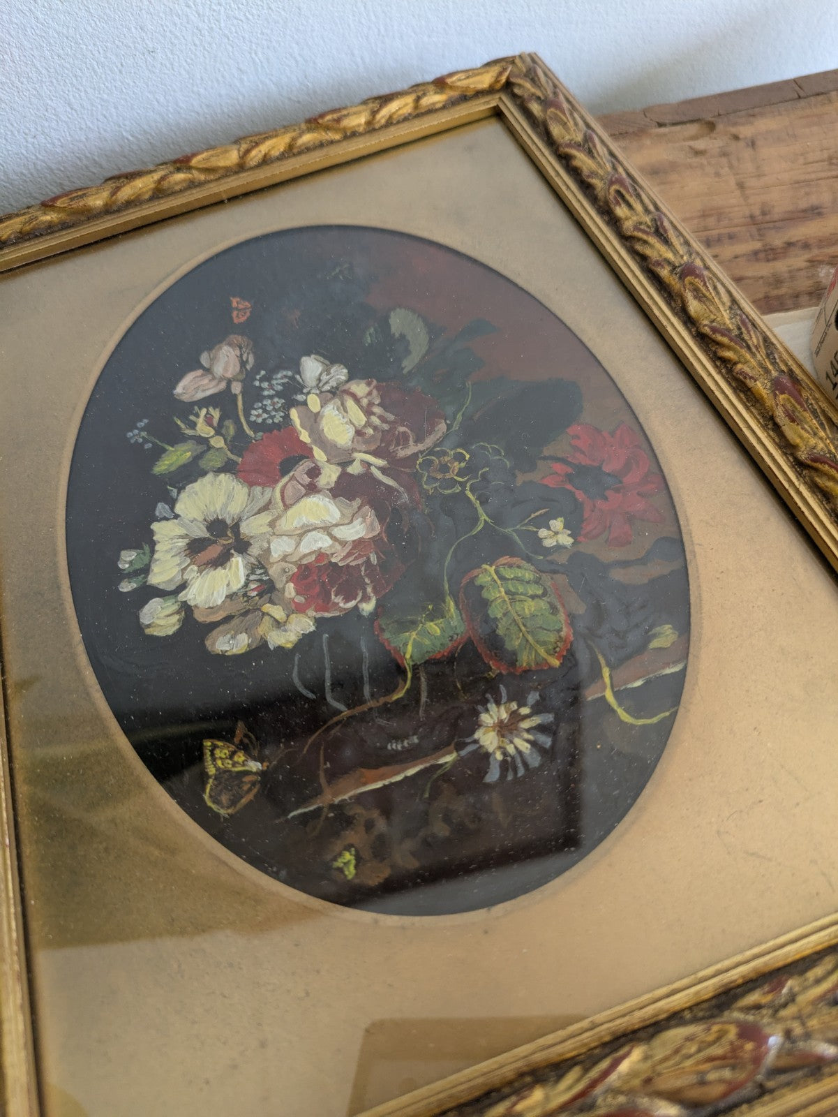 Small Vintage Framed Flowers Still Life Painting H Jackson Signed Bouquet Old