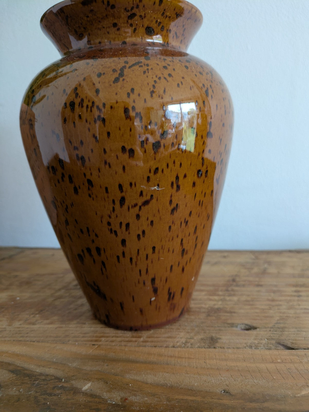 Vintage Denby Studio Pottery Vase Glazed Mid Century Speckled Brown Florist Vgc
