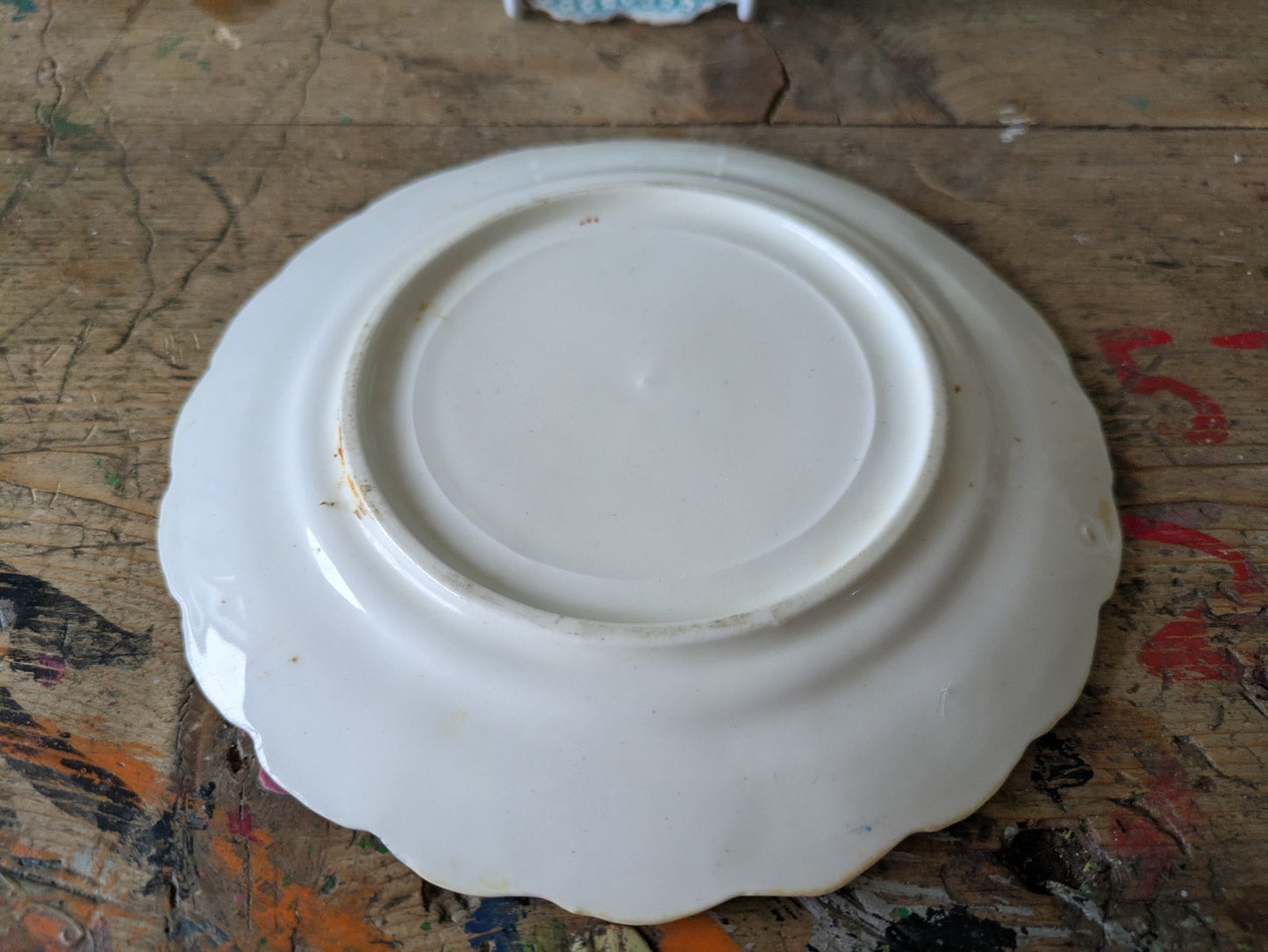 2 x Antique/Edwardian Blue China Side Plate Vintage 1880-1900s Floral Plates Vgc