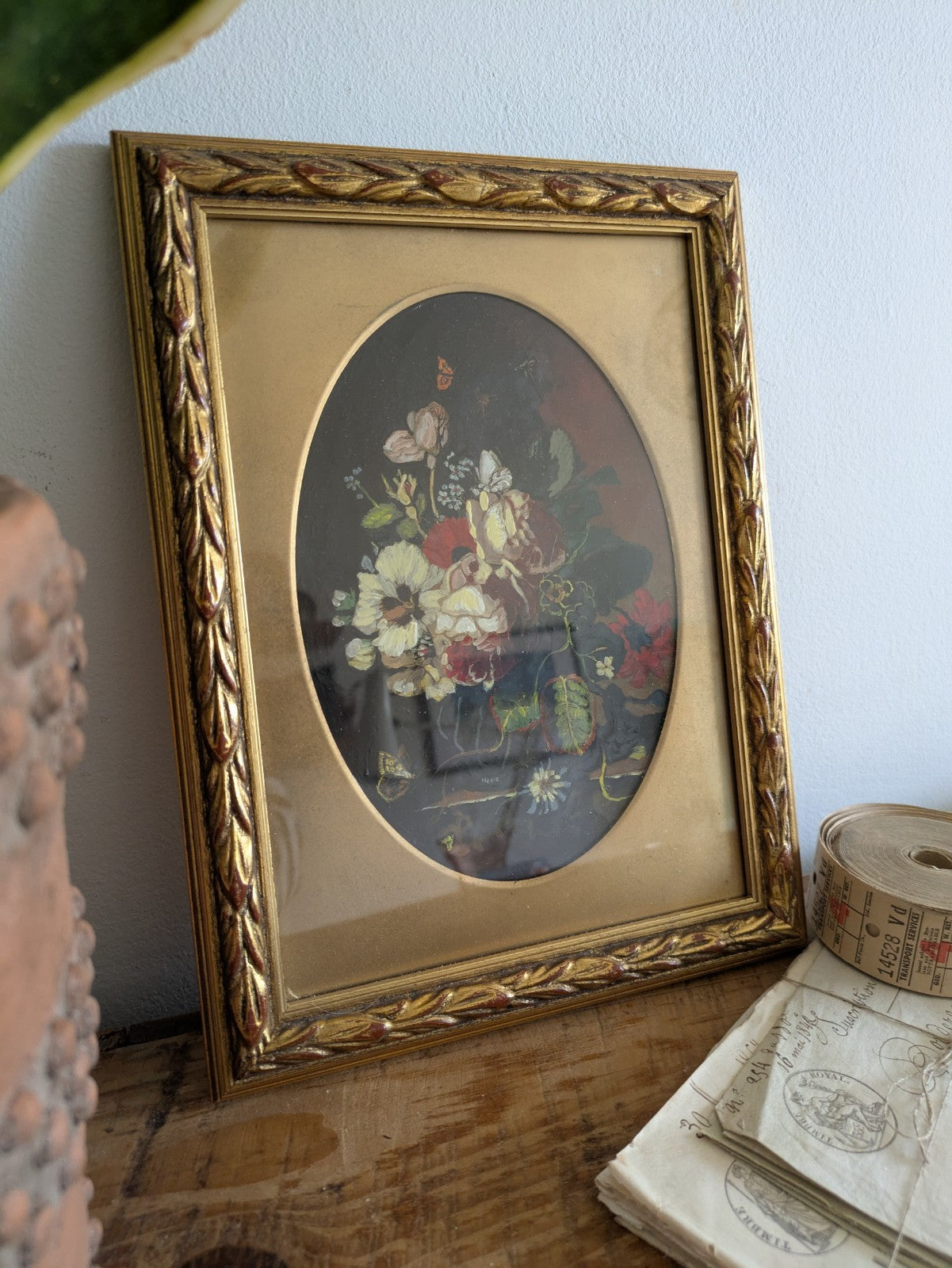 Small Vintage Framed Flowers Still Life Painting H Jackson Signed Bouquet Old