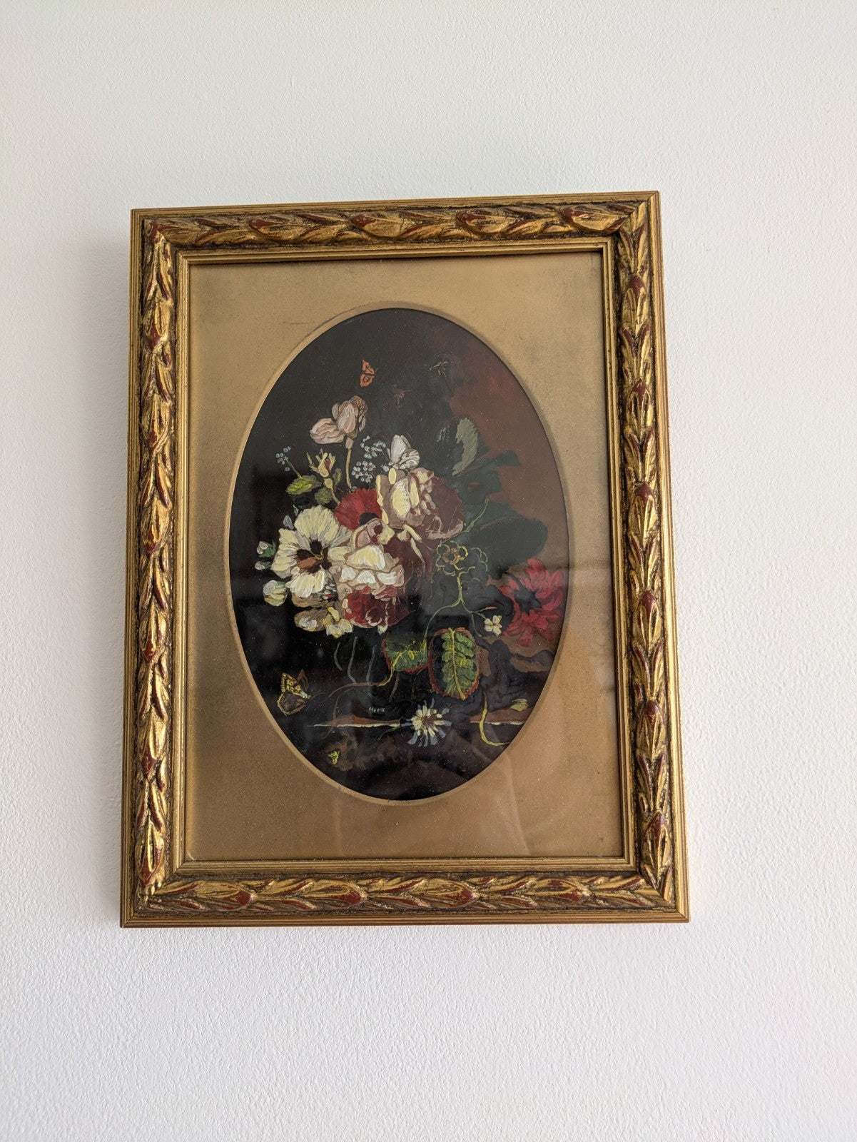 Small Vintage Framed Flowers Still Life Painting H Jackson Signed Bouquet Old