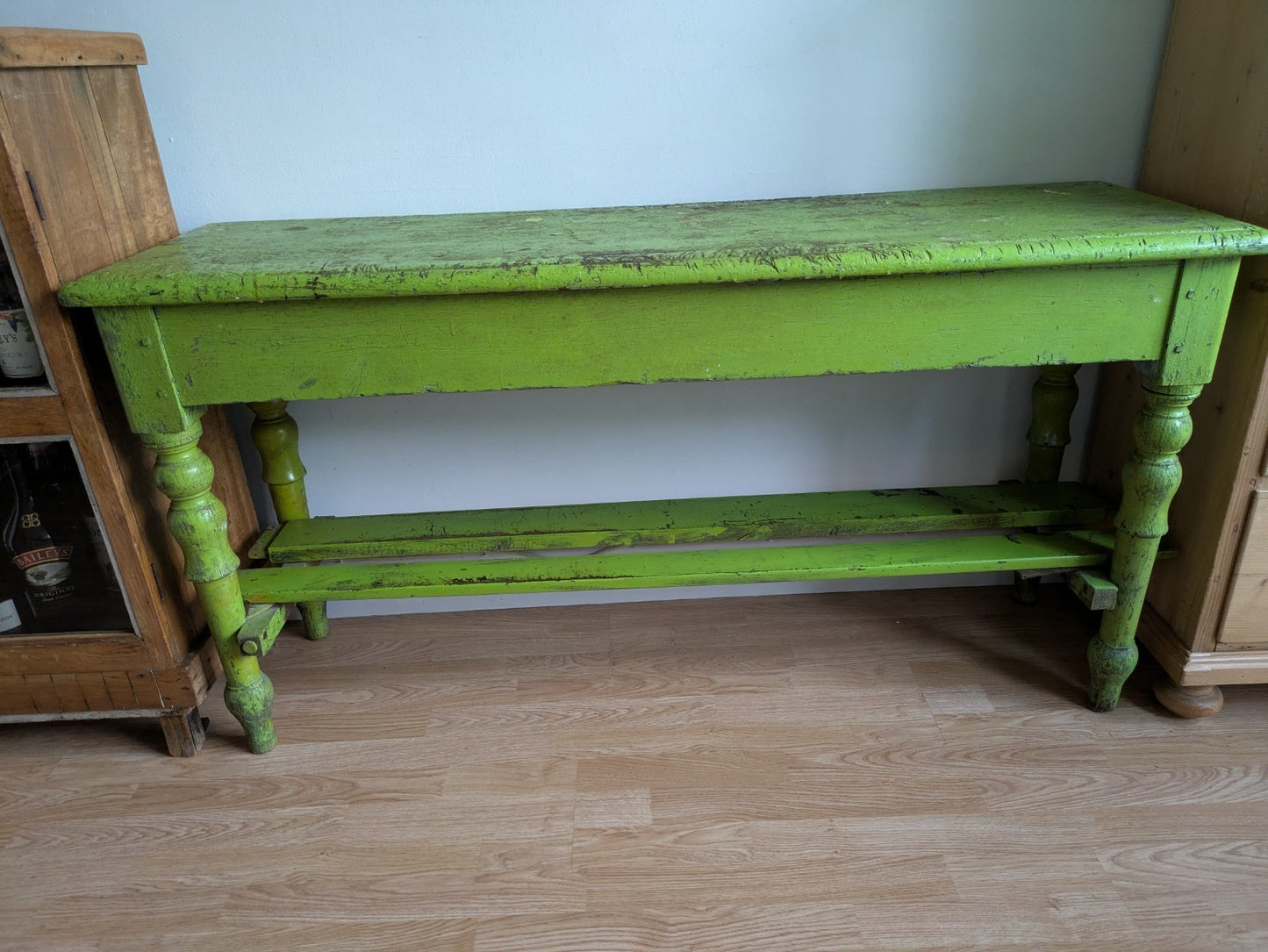 Antique Victorian VTG Green Console Table Hall Table Side Table Original Paint