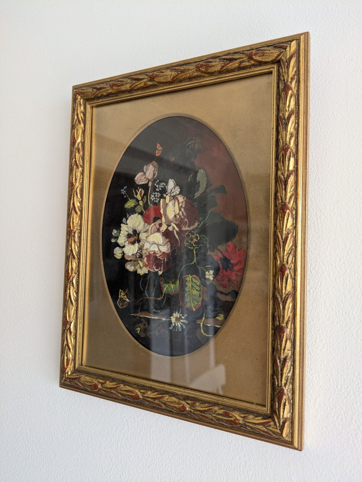 Small Vintage Framed Flowers Still Life Painting H Jackson Signed Bouquet Old