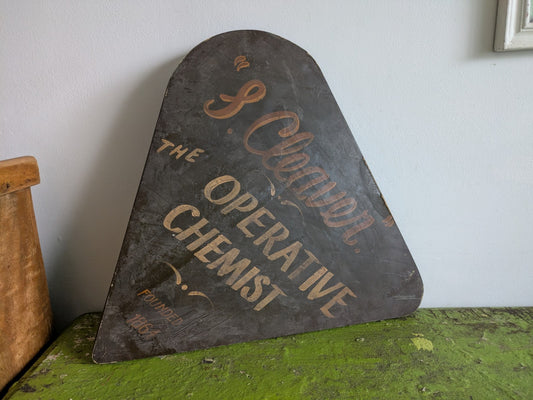 Antique Vintage Apothecary Pharmacy Advertising Chemist Shop Notice Sign Wooden