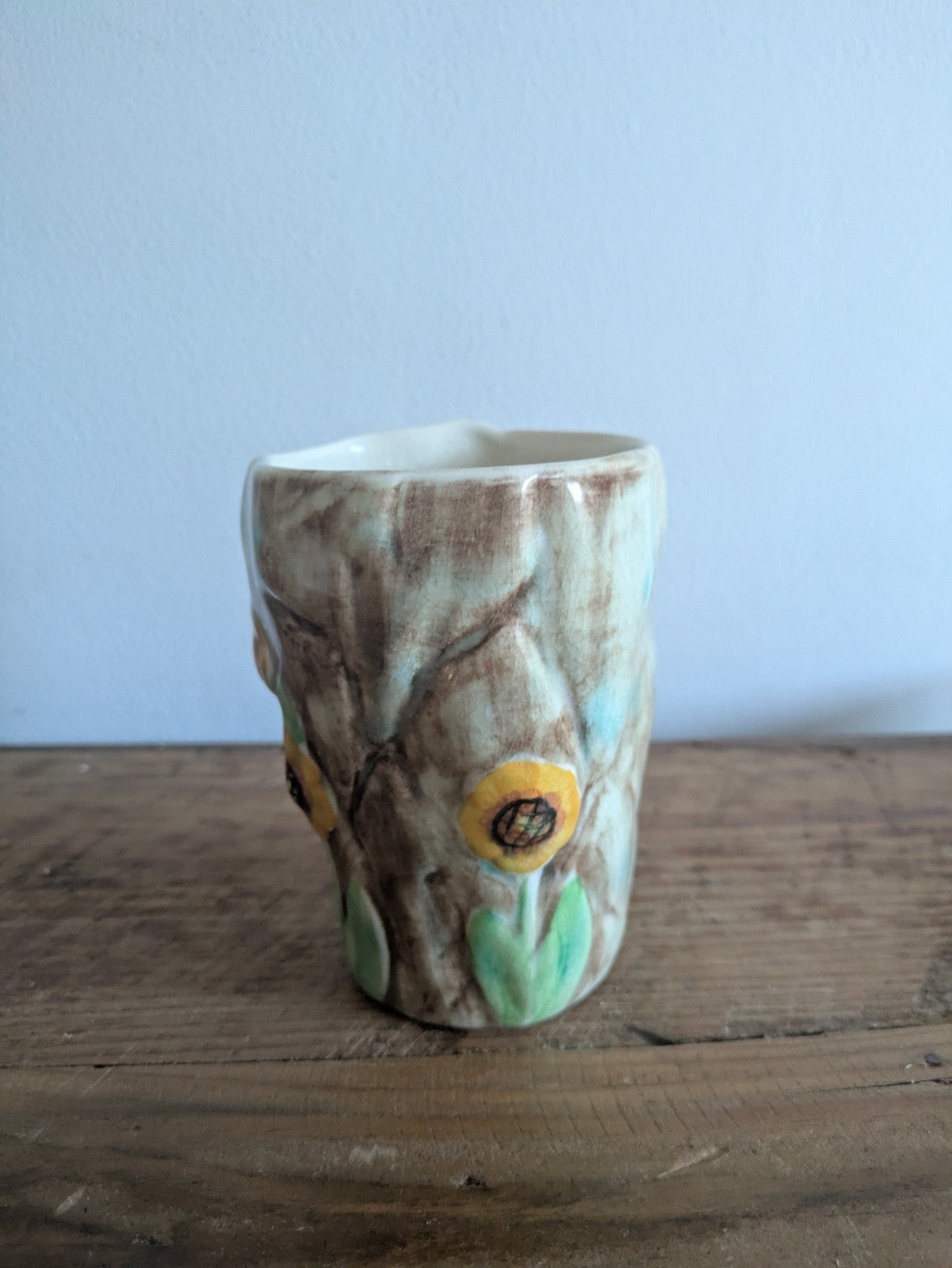 Vintage 1930s E Radford England Butterfly Ware Pottery Vase Hand Painted Deco
