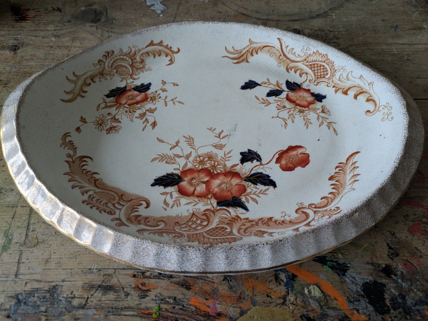 19th century 1800s antique plate Platter by G T Mountford, Stoke Seville pattern