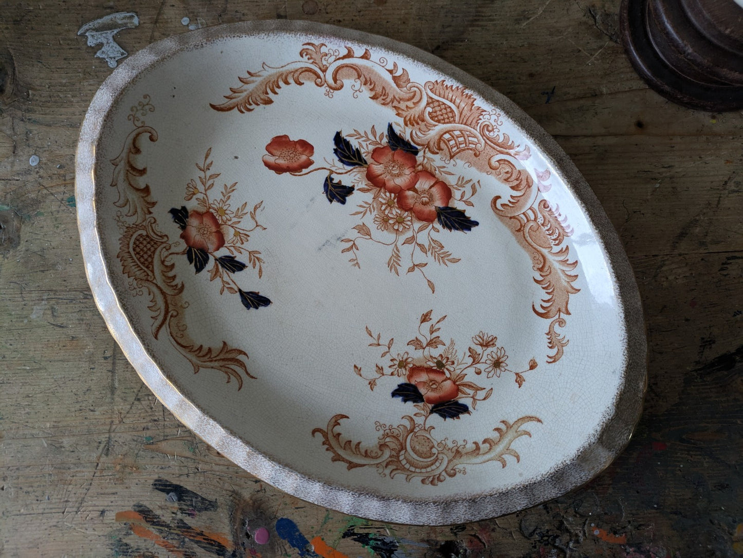 19th century 1800s antique plate Platter by G T Mountford, Stoke Seville pattern
