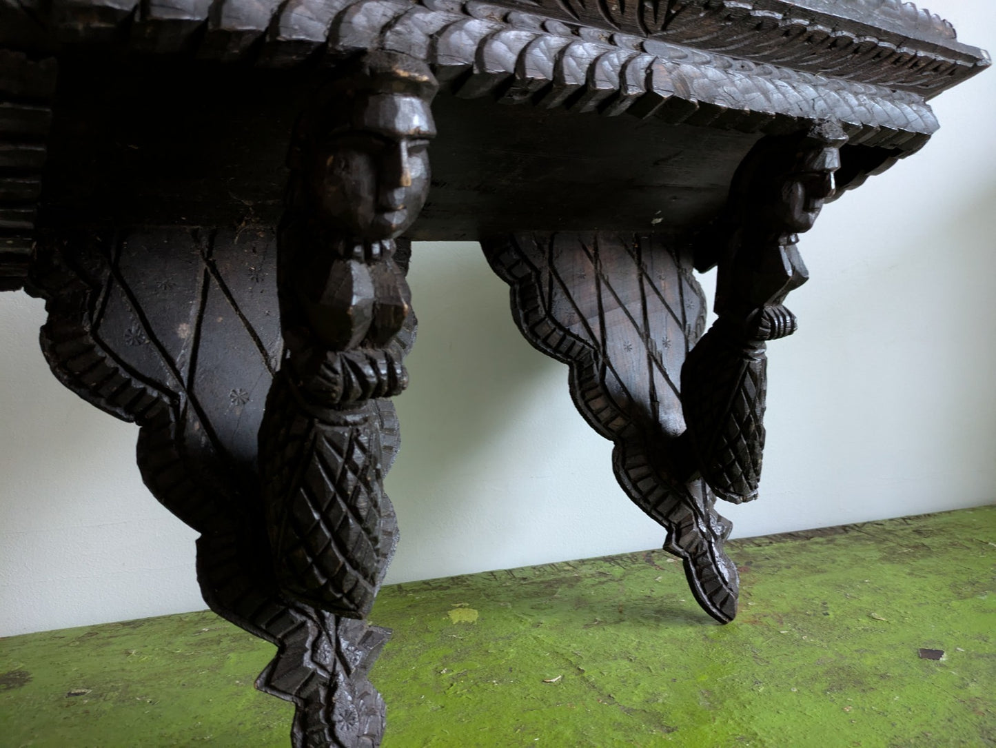Antique African Dogan Folk Art Hand Carved Wall Shelf Mali Tribe Wood Corbel Old