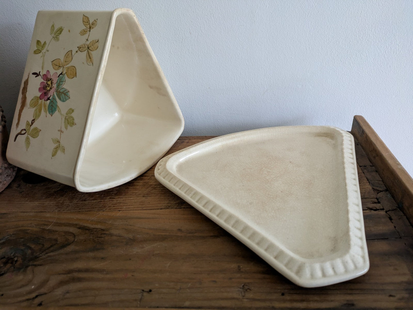 Large Antique Vintage Victorian Cheese Dish Butter Serving Cover Floral Vgc Rare