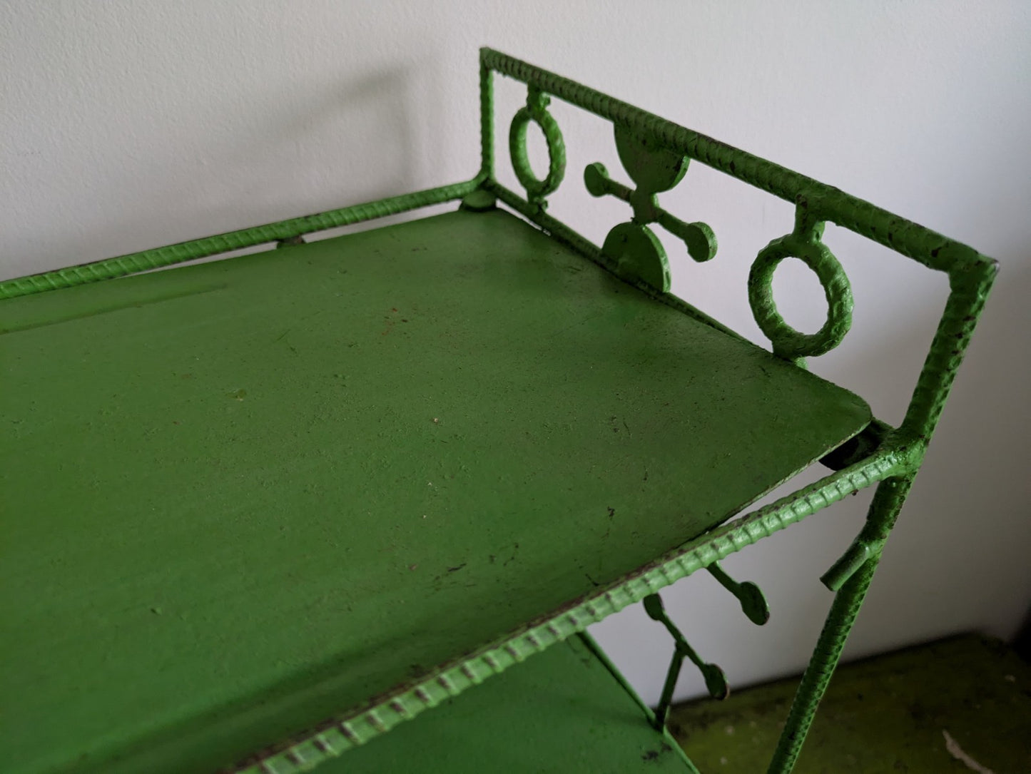 Antique French 1920s Green Wall Shelf Table Top Bookcase Shelves Art Deco VTG