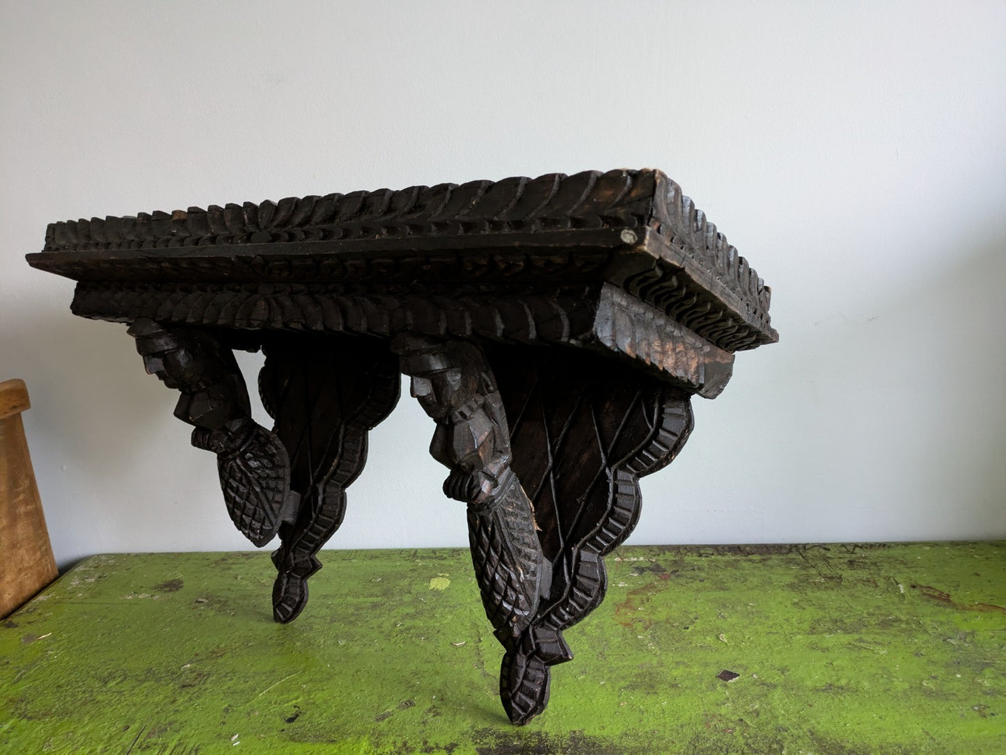 Antique African Dogan Folk Art Hand Carved Wall Shelf Mali Tribe Wood Corbel Old