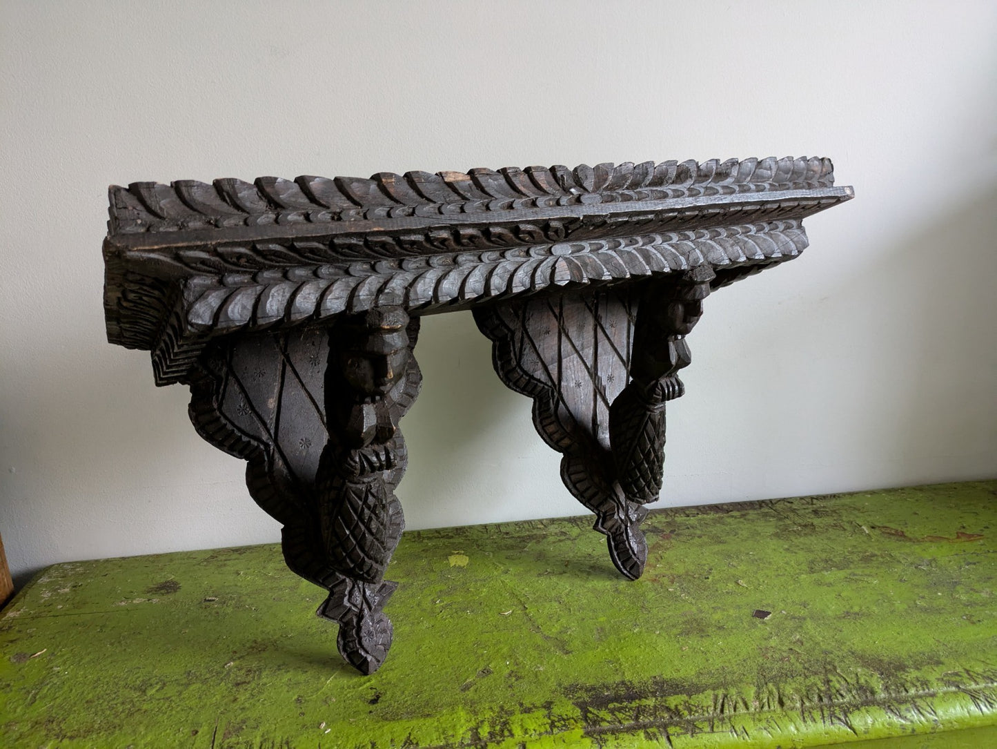 Antique African Dogan Folk Art Hand Carved Wall Shelf Mali Tribe Wood Corbel Old