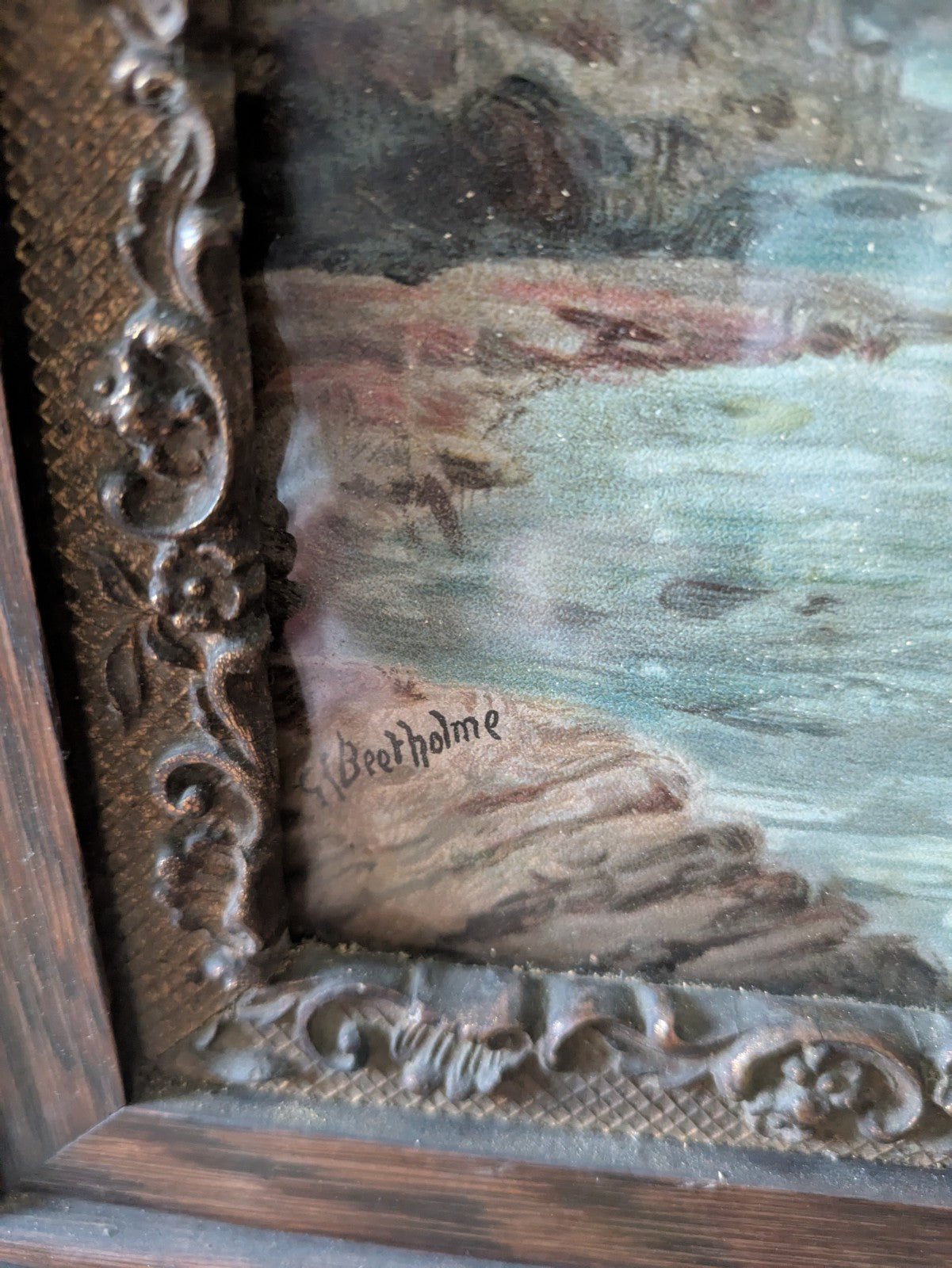 Antique Victorian River Landscape Framed Prints by George Beetholme 1830-1880