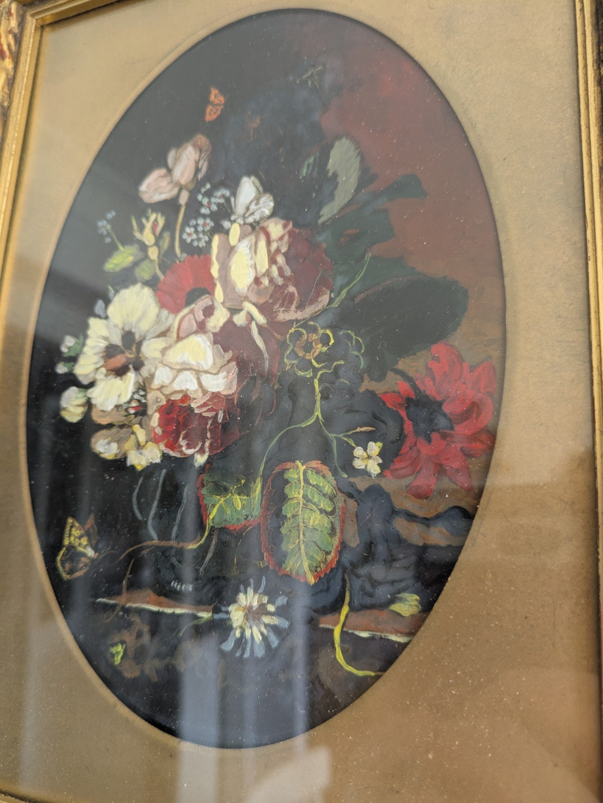 Small Vintage Framed Flowers Still Life Painting H Jackson Signed Bouquet Old