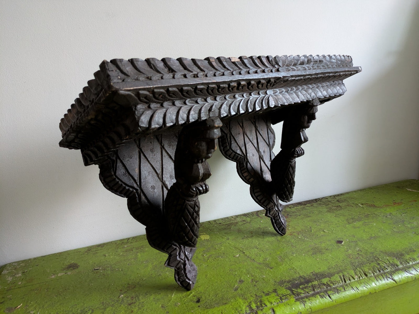Antique African Dogan Folk Art Hand Carved Wall Shelf Mali Tribe Wood Corbel Old