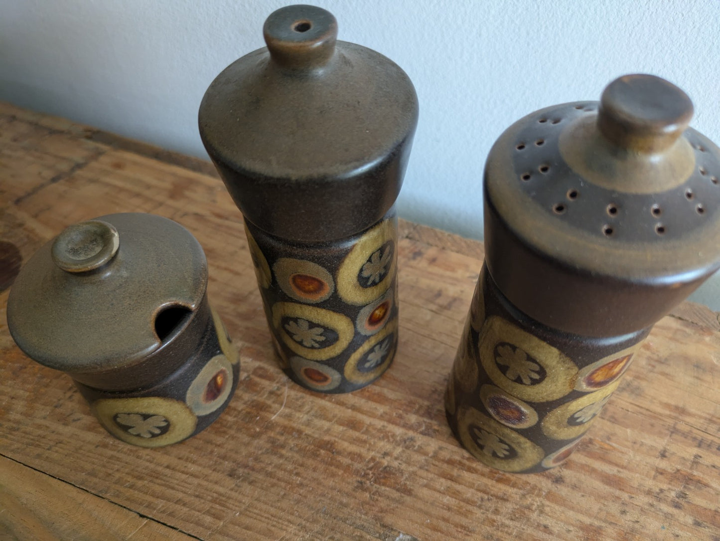 VTG 70s DENBY Arabesque Samarkand Salt & Pepper Shakers Original Condiment Pot