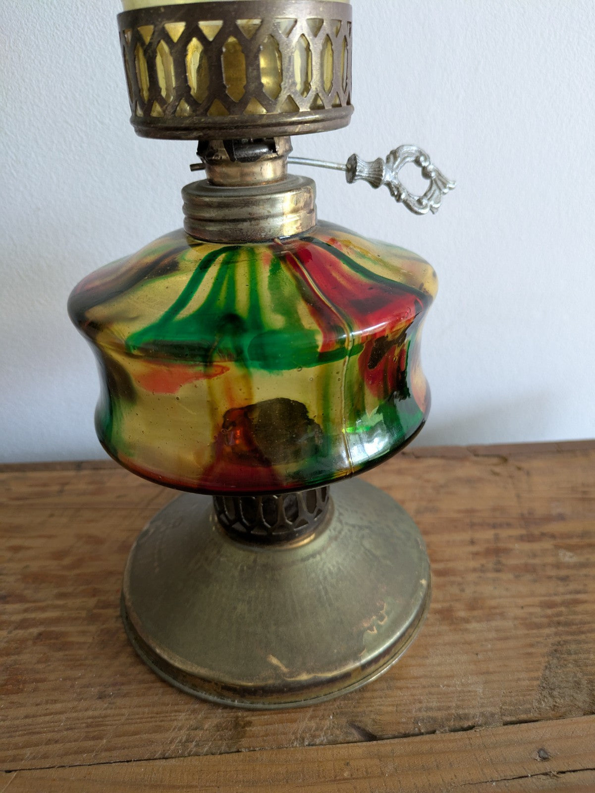 Vintage Hong Kong Mini Rainbow Glass Oil Lamp Rainbow Large Multi Coloured Drip