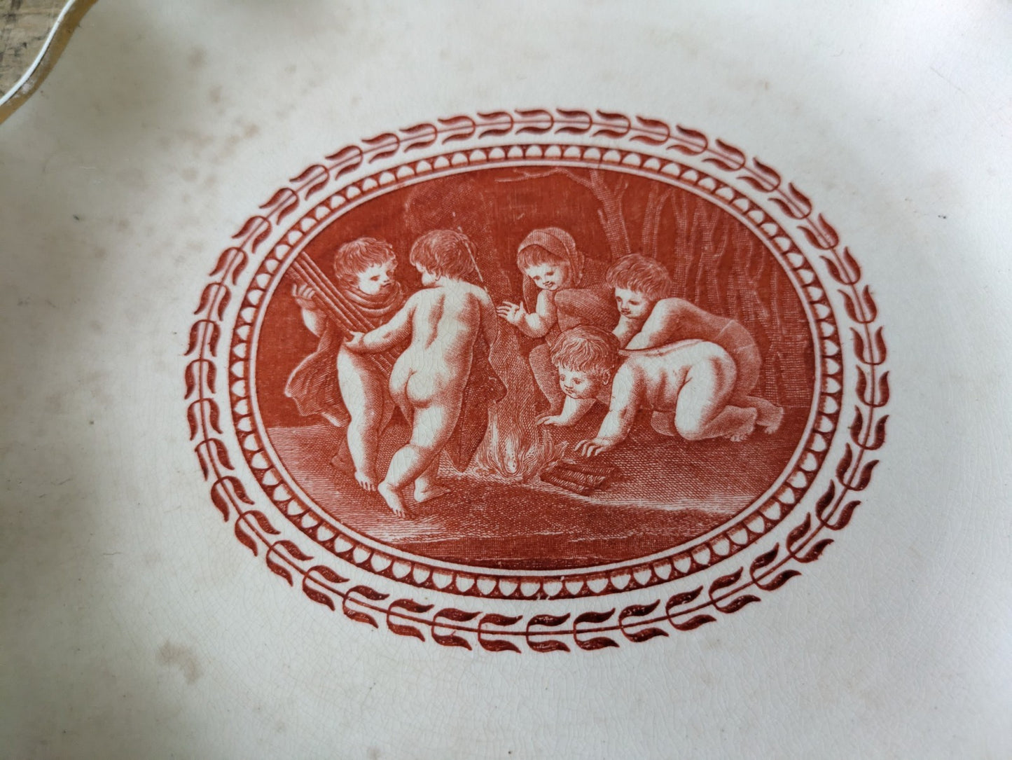 2x Rare 1864 Wedgwood Antique Vtg Dinner Plate Eritria Cherub Angel Dish Plates