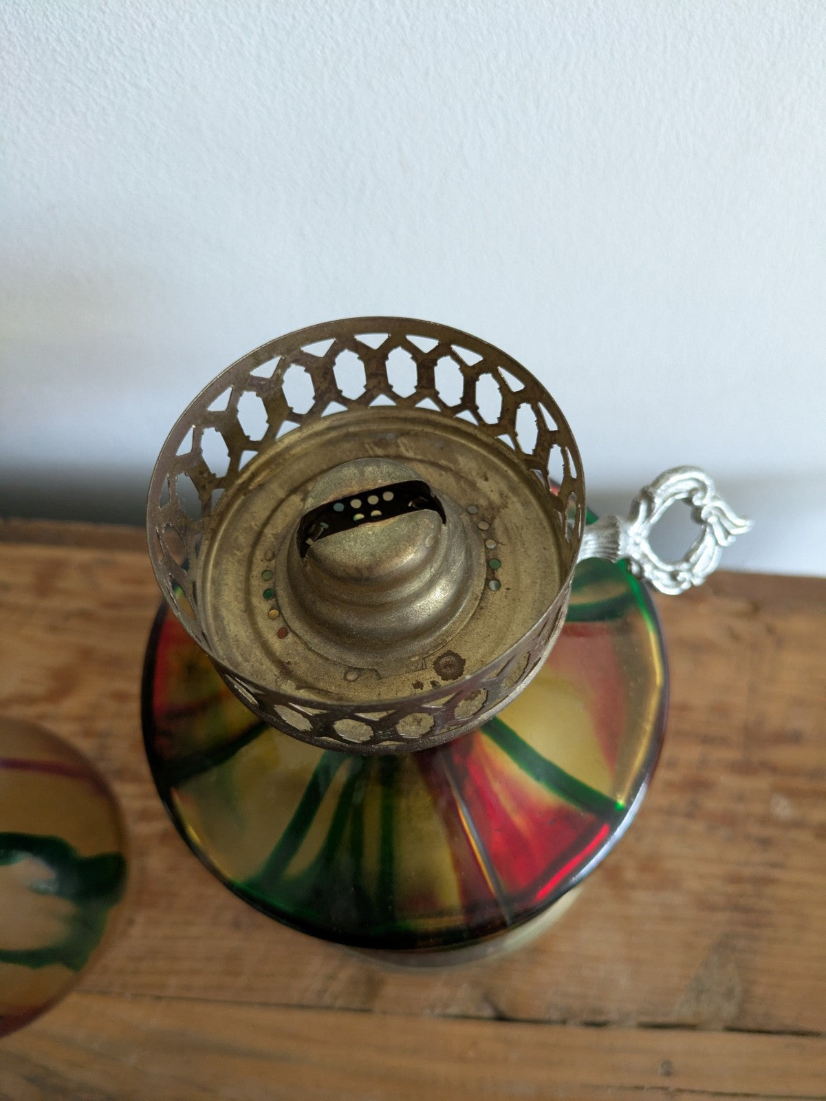 Vintage Hong Kong Mini Rainbow Glass Oil Lamp Rainbow Large Multi Coloured Drip