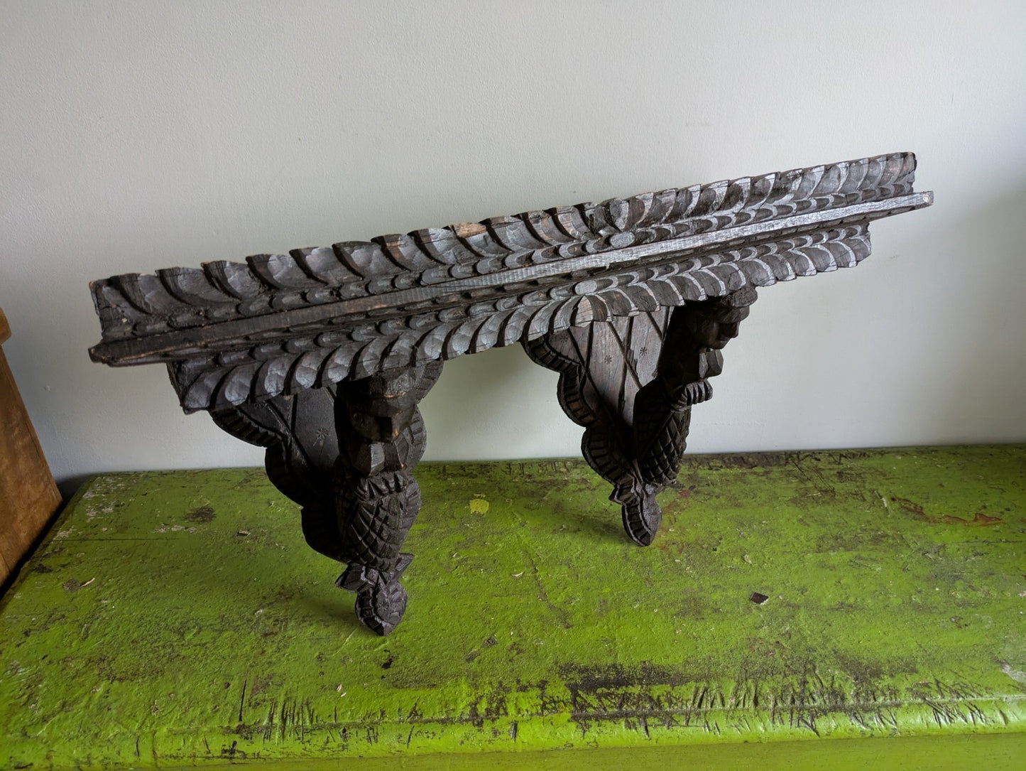 Antique African Dogan Folk Art Hand Carved Wall Shelf Mali Tribe Wood Corbel Old