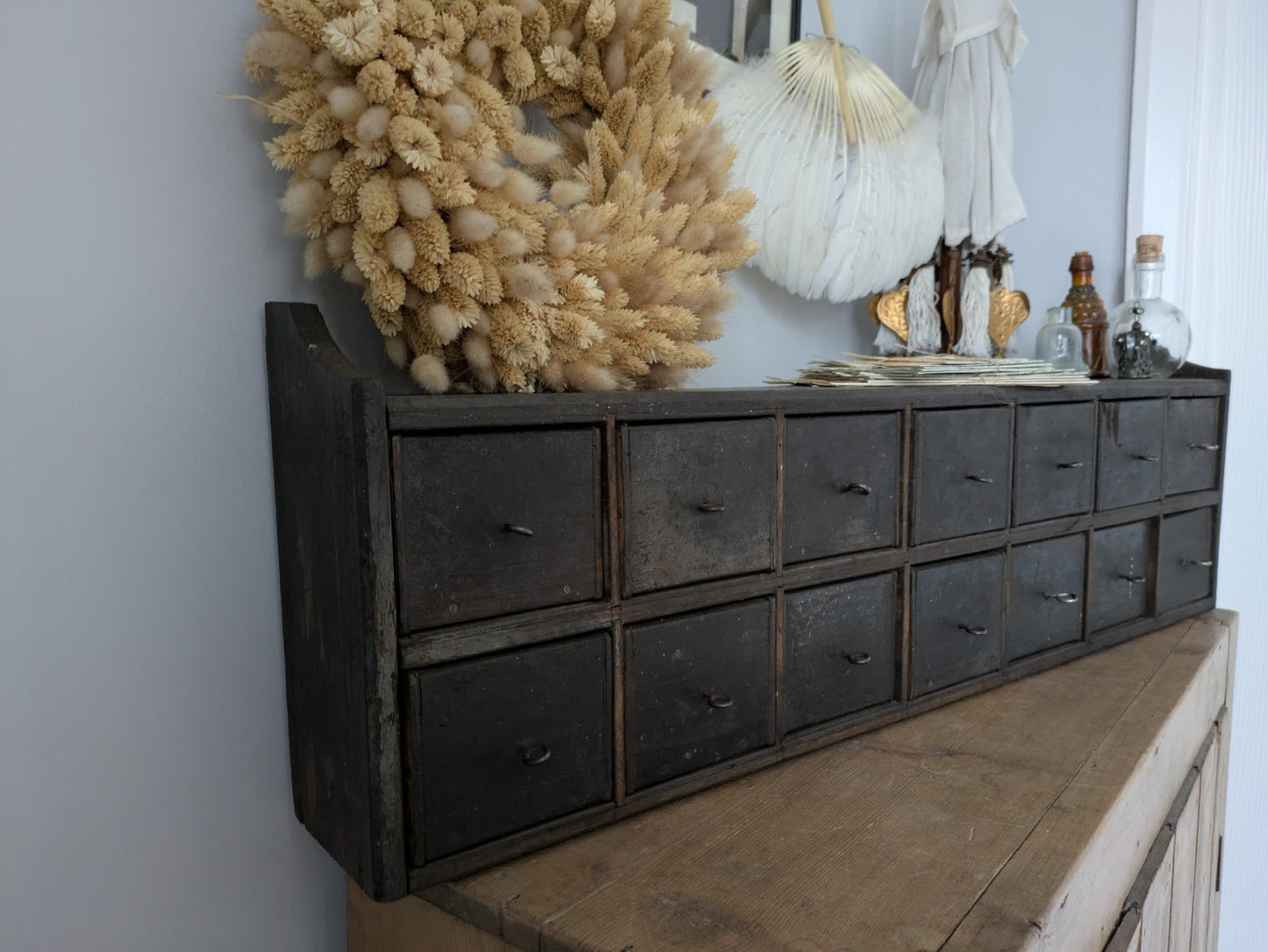 Antique Vtg Apothecary Drawers Scratch Built Garage Workshop Engineers Pigeon