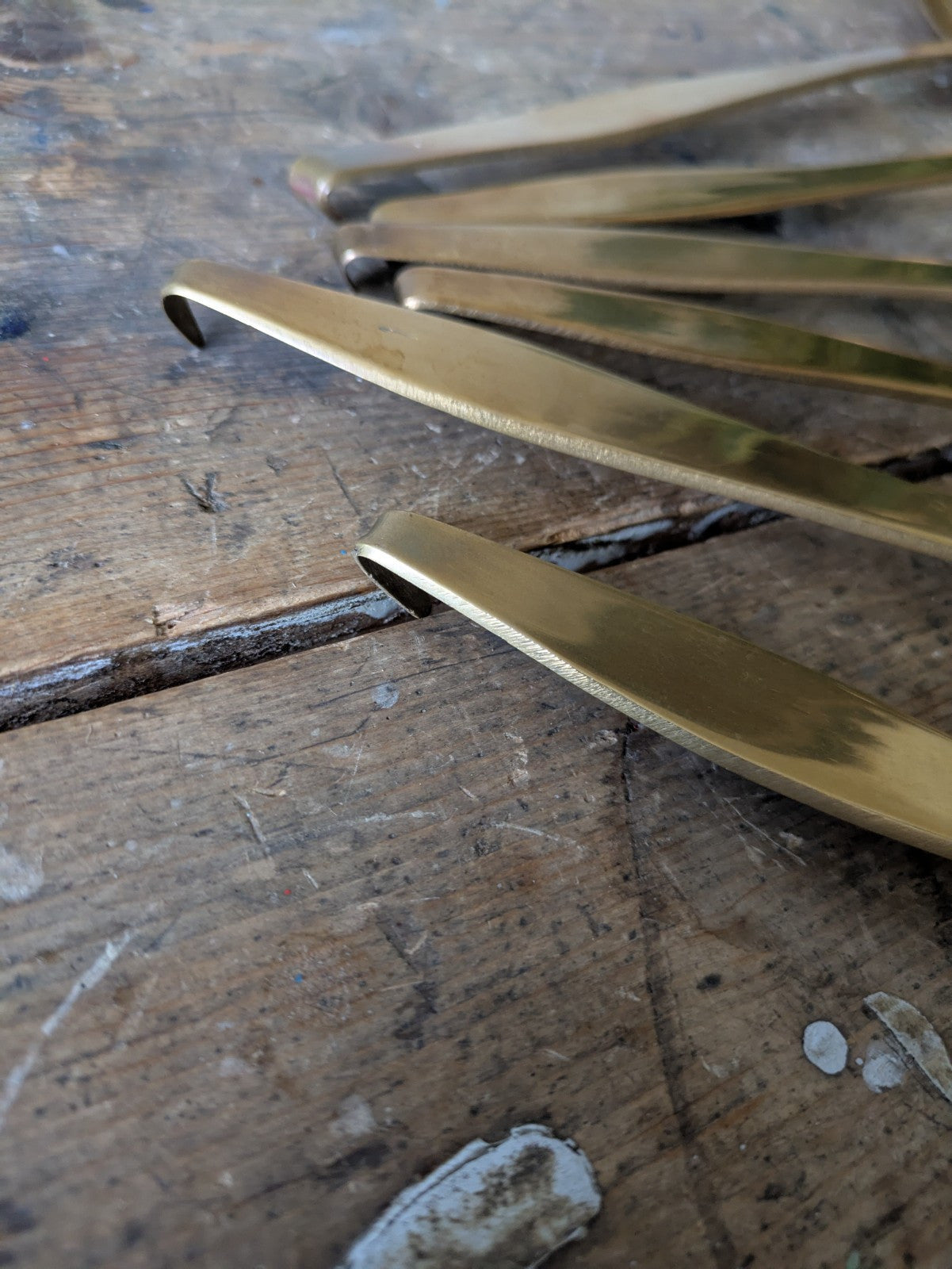 6x Vintage 1950s Heavy Solid Brass Kitchen Utensil Set Ladle Spoon Sieve Fork