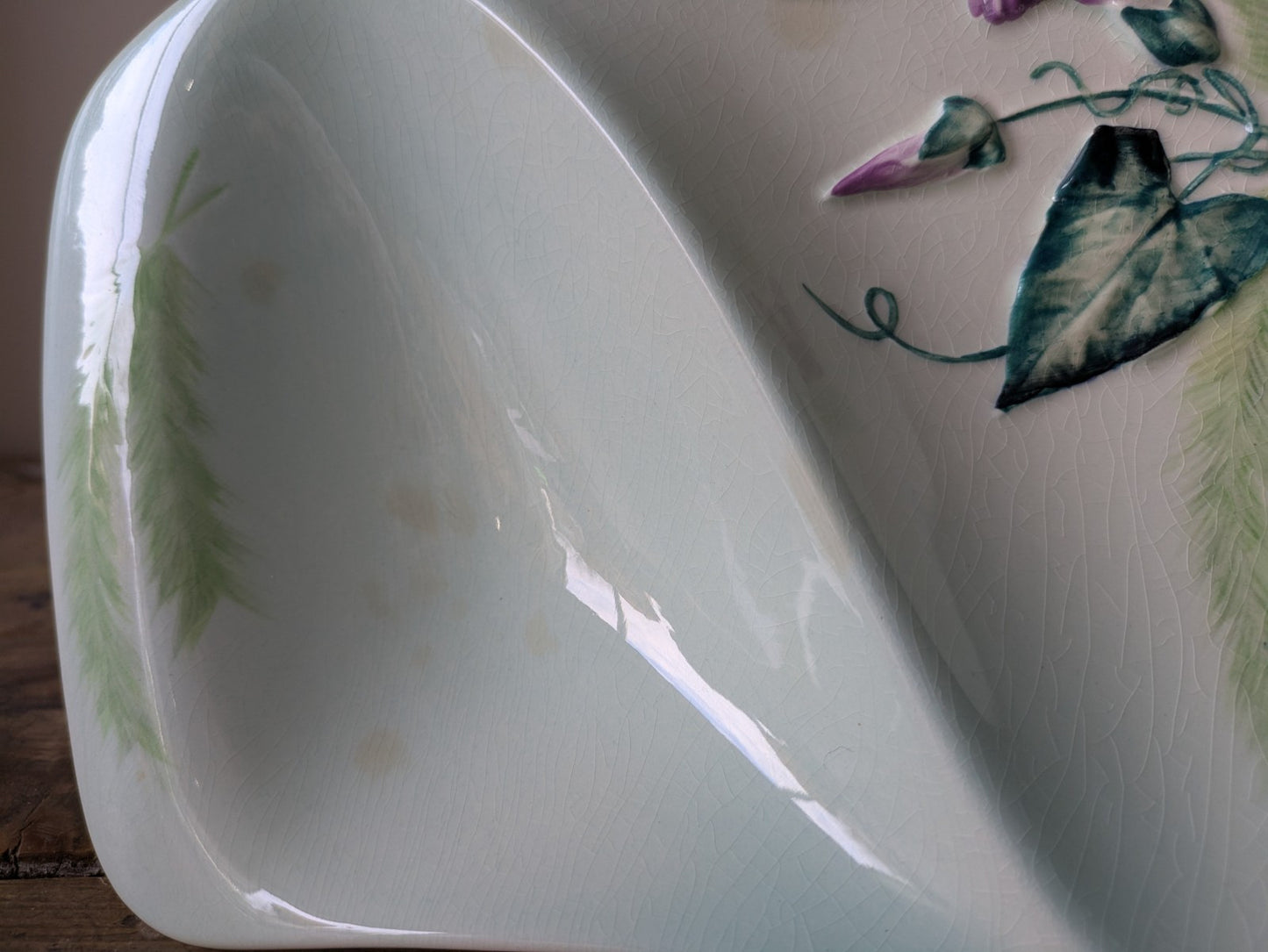 Vintage Carlton Ware Australian Design Green 3 Divided Footed Serving Dish Large