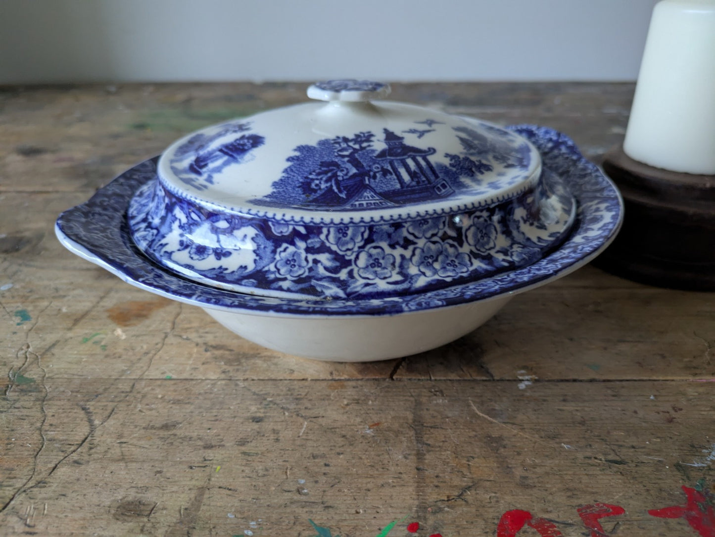 1 Rare Antique (1906) Swinnertons “Olde Alton Ware” Blue Willow 22.5cm Tureen