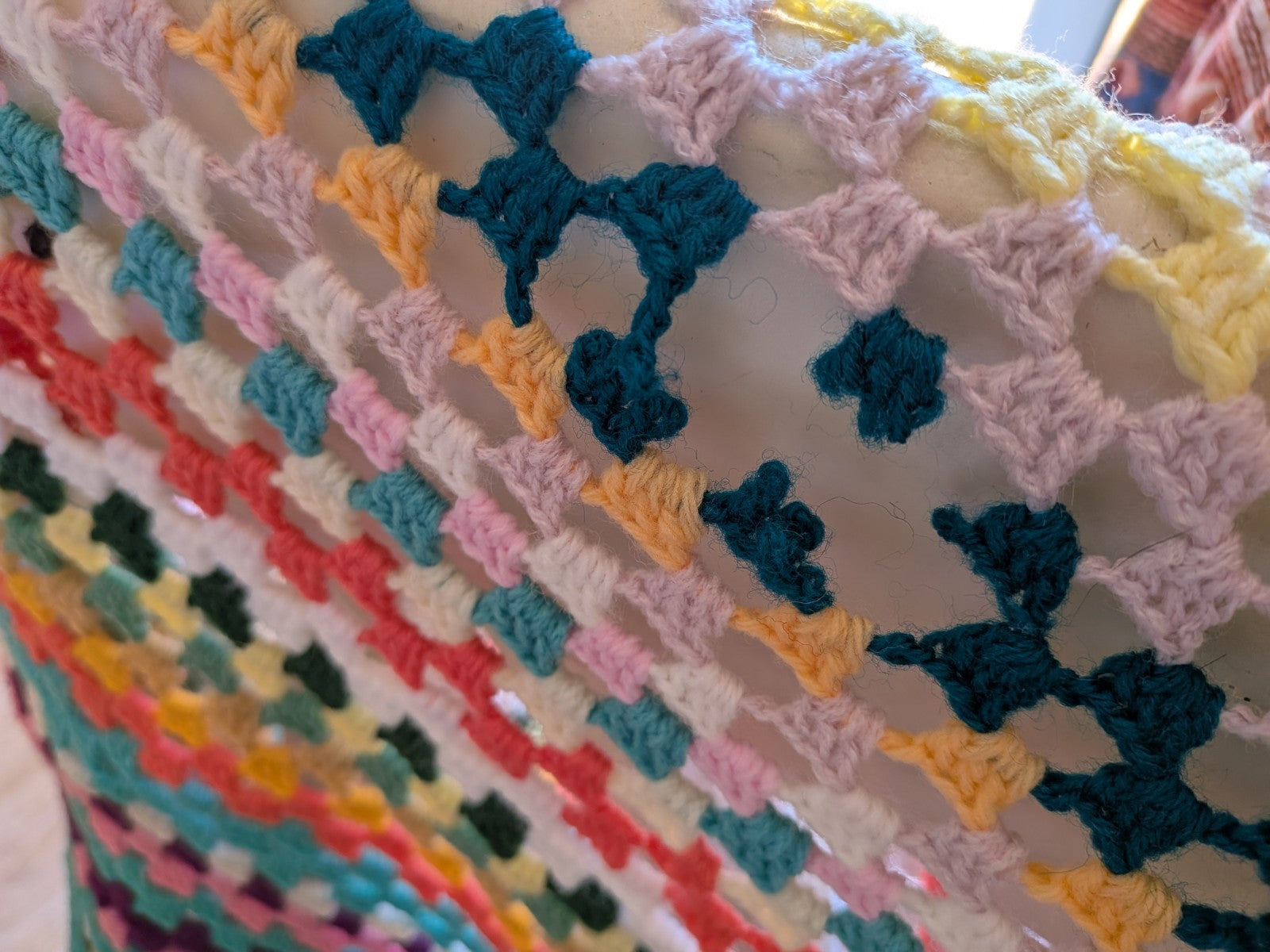 Handmade Granny Crochet Blanket Square Campervan Sofa Throw Picnic VW Pride Vtg 