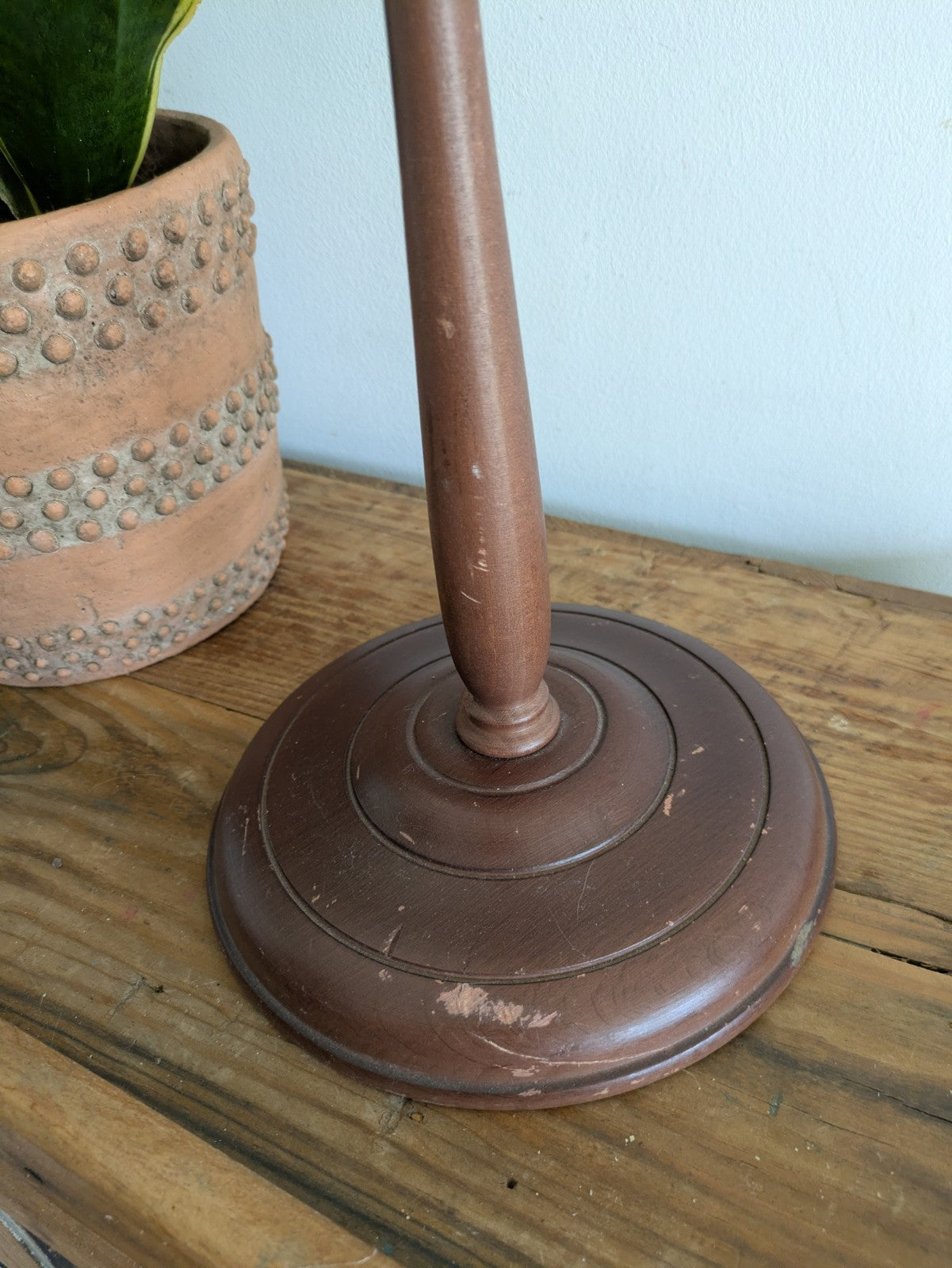 Antique Milliners Canvas Hat Block Haberdashery Shop Display Wooden Adjust Stand