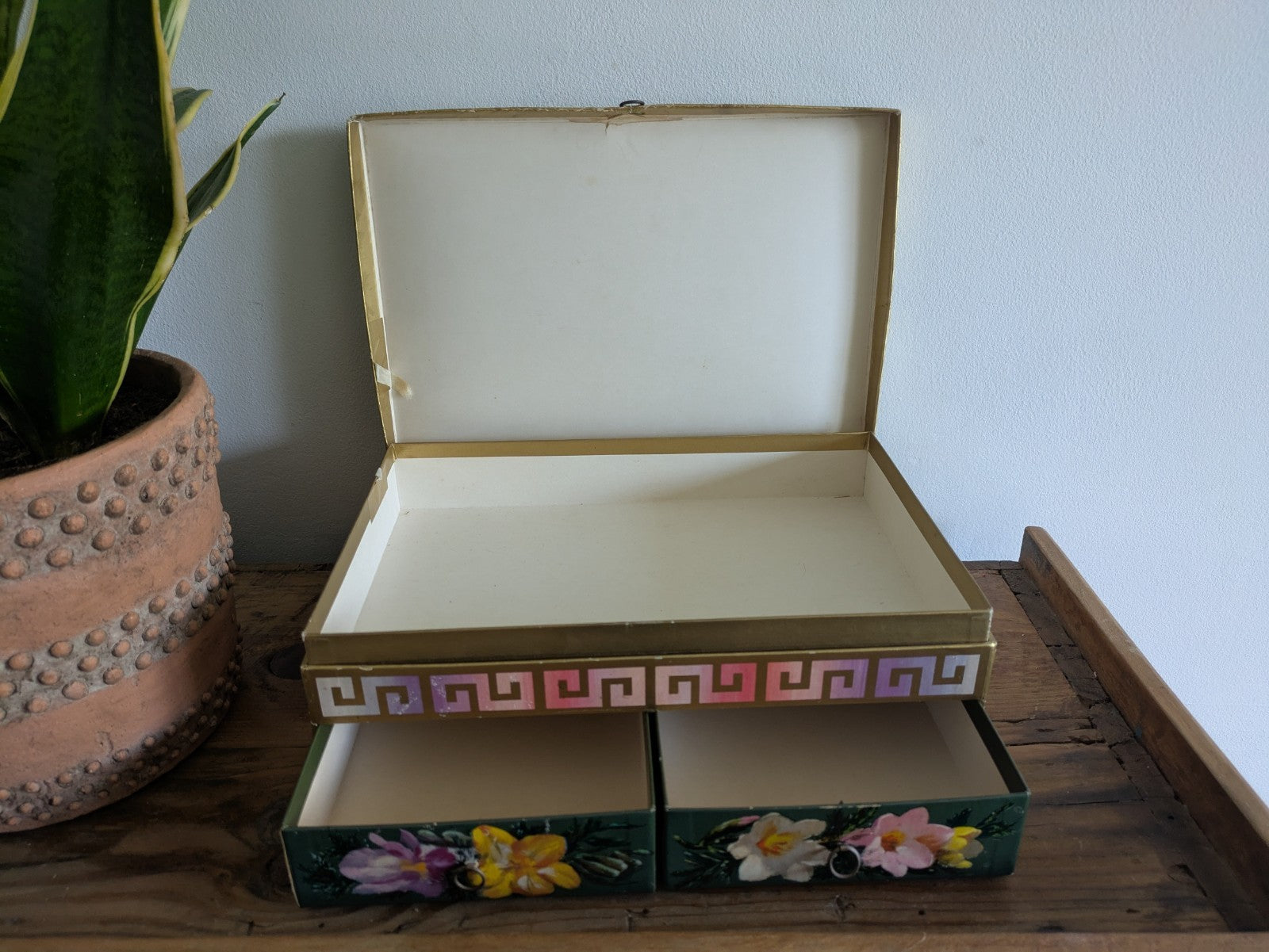 Vintage Chocolate Box Drawers To Store Jewelery Sewing Buttons Craft Cardboard.