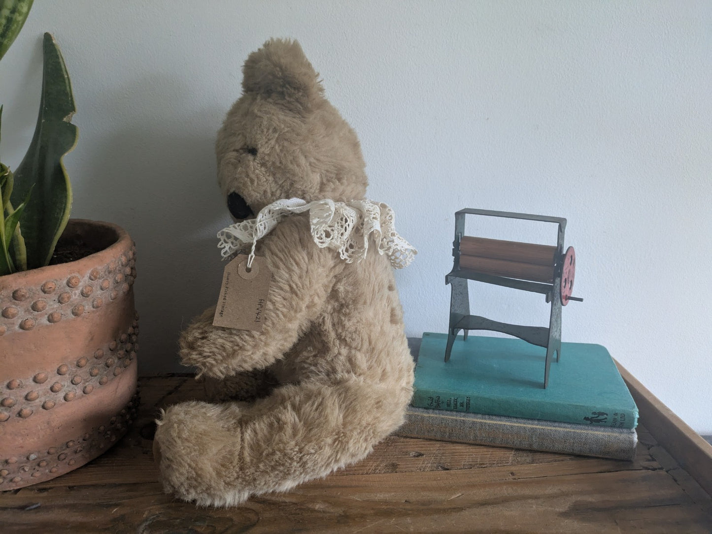 Old Vintage Teddy Bear Plush Soft  Articulated Jointed Toy Collar Prop Vgc Large