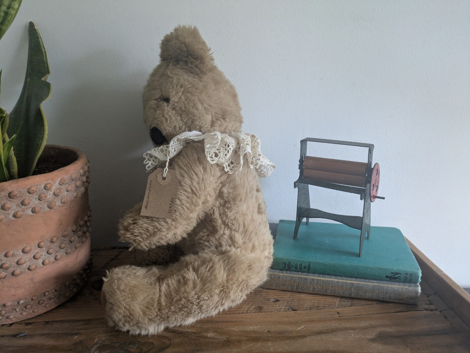 Old Vintage Teddy Bear Plush Soft  Articulated Jointed Toy Collar Prop Vgc Large