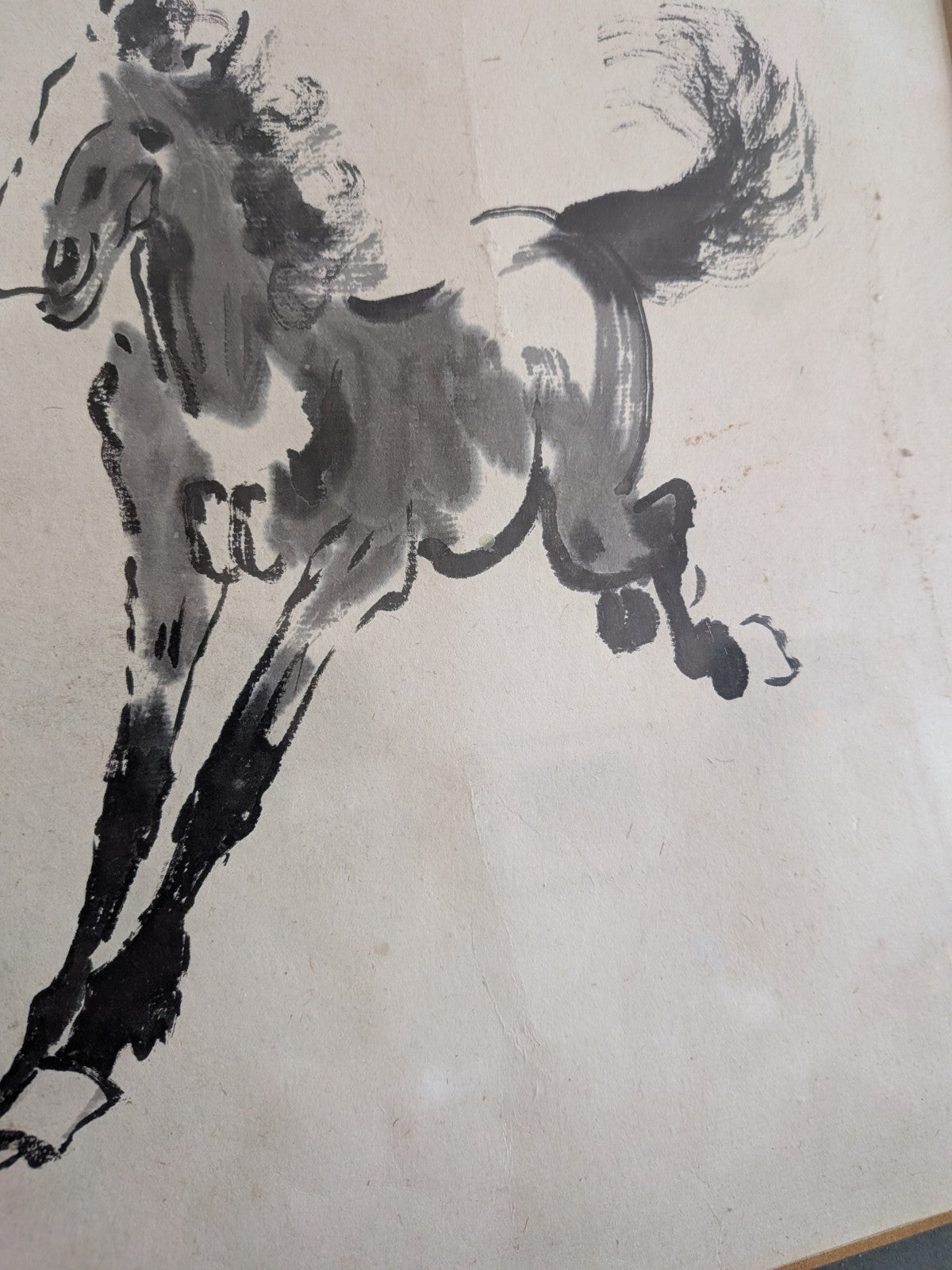 XU BEIHONG 徐悲鴻 Painting 'Horse' Collectible Chinese Art Asian Ink Frame Vintage 