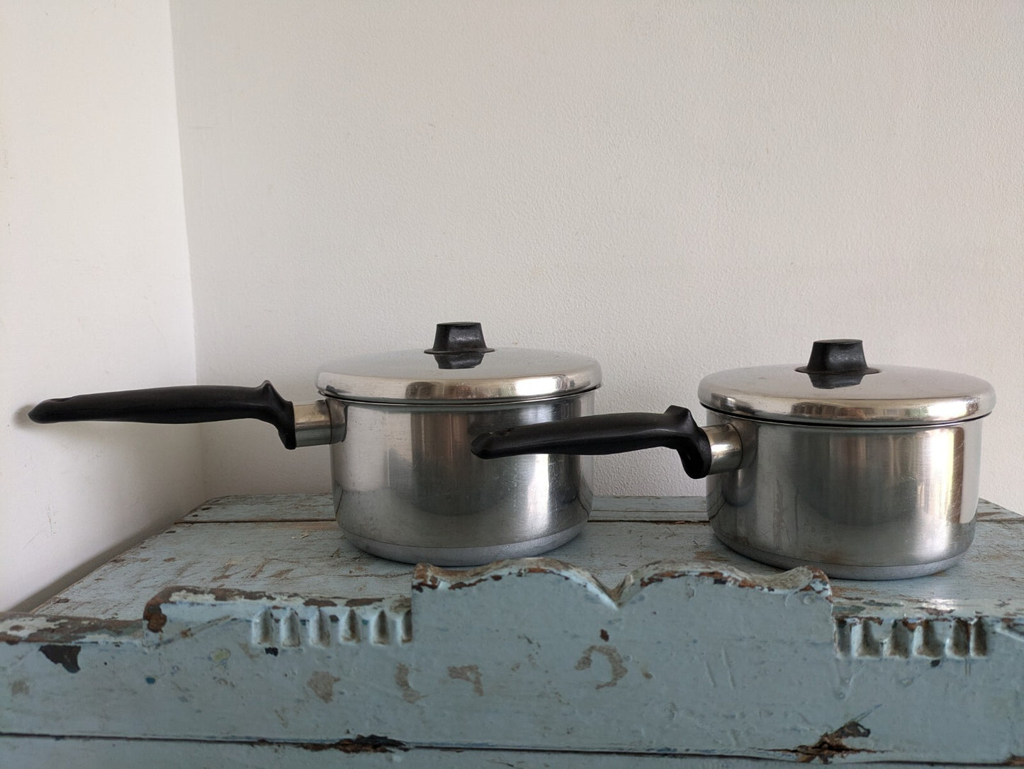 2x Tala Queen Ware Stainless Steel Cookware Stock Pot Saucepan w/lid Pair Prop